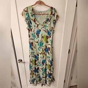 Lapis Silk Fully Lined Floral Maxi Dress - NWOT - Size 2X